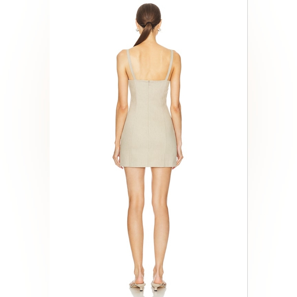 NEW Amanda Uprichard / Revolve Neutral Beige Mini Dress with Buckle Straps SZ L - Picture 9 of 15